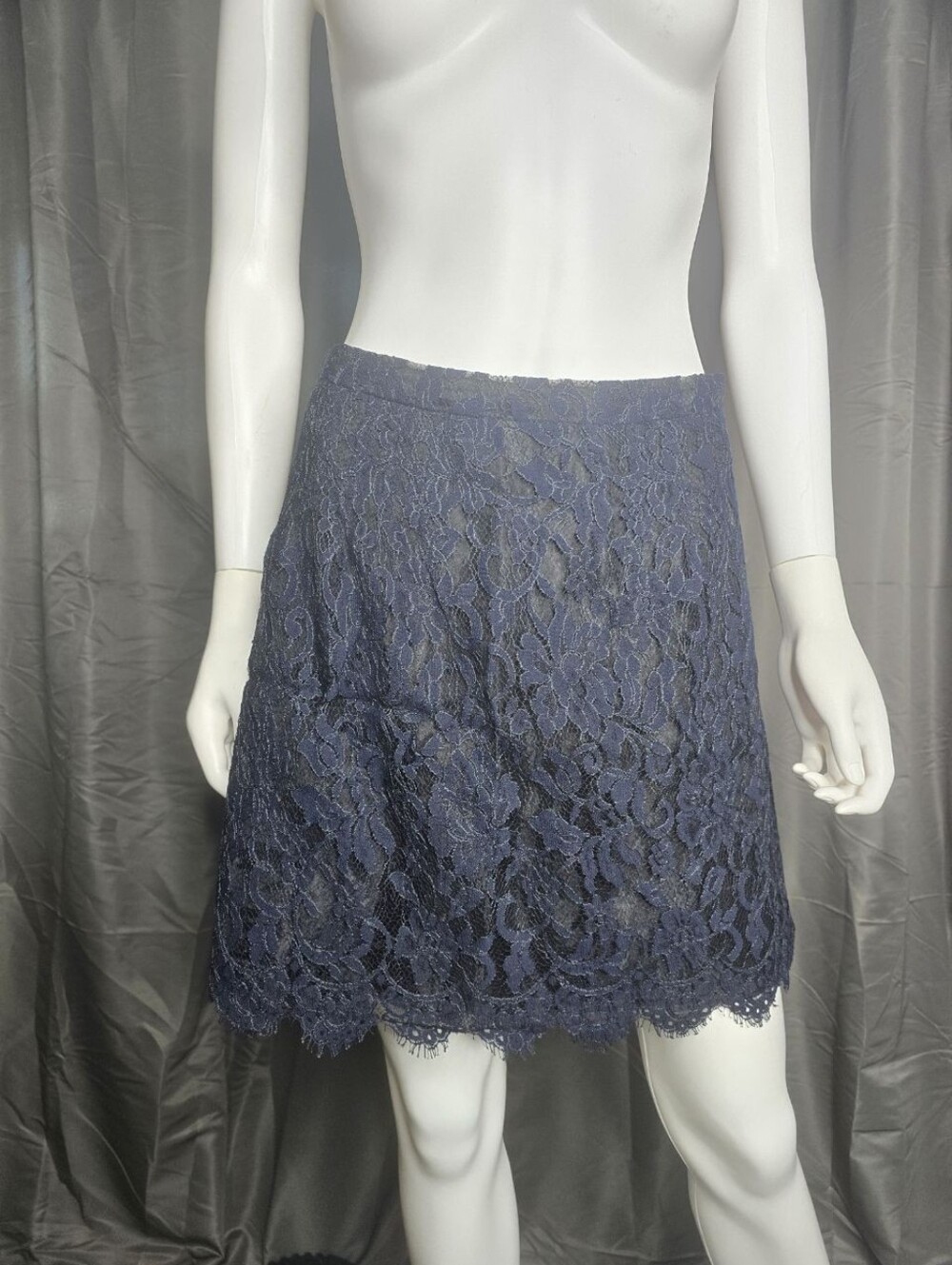 J. Crew Navy Lace A-Line Mini Skirt